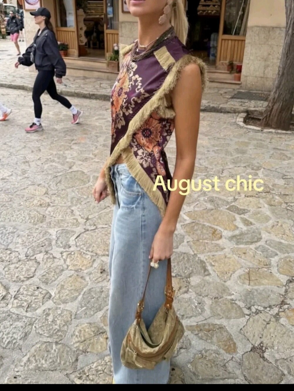 Women's Burgundy Floral Fringe Top